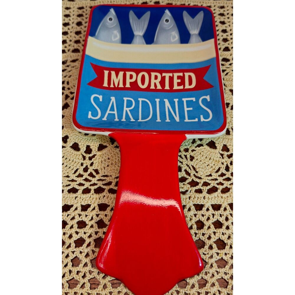 NWT Ceramic Kitchen Spoon Rest Sardine Fish Theme